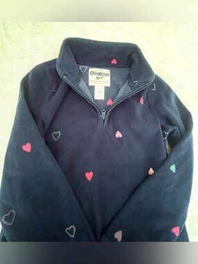 OshKosh B'gosh Navy Quarter-Zip Fleece Pullover with Multi-Color Hearts
